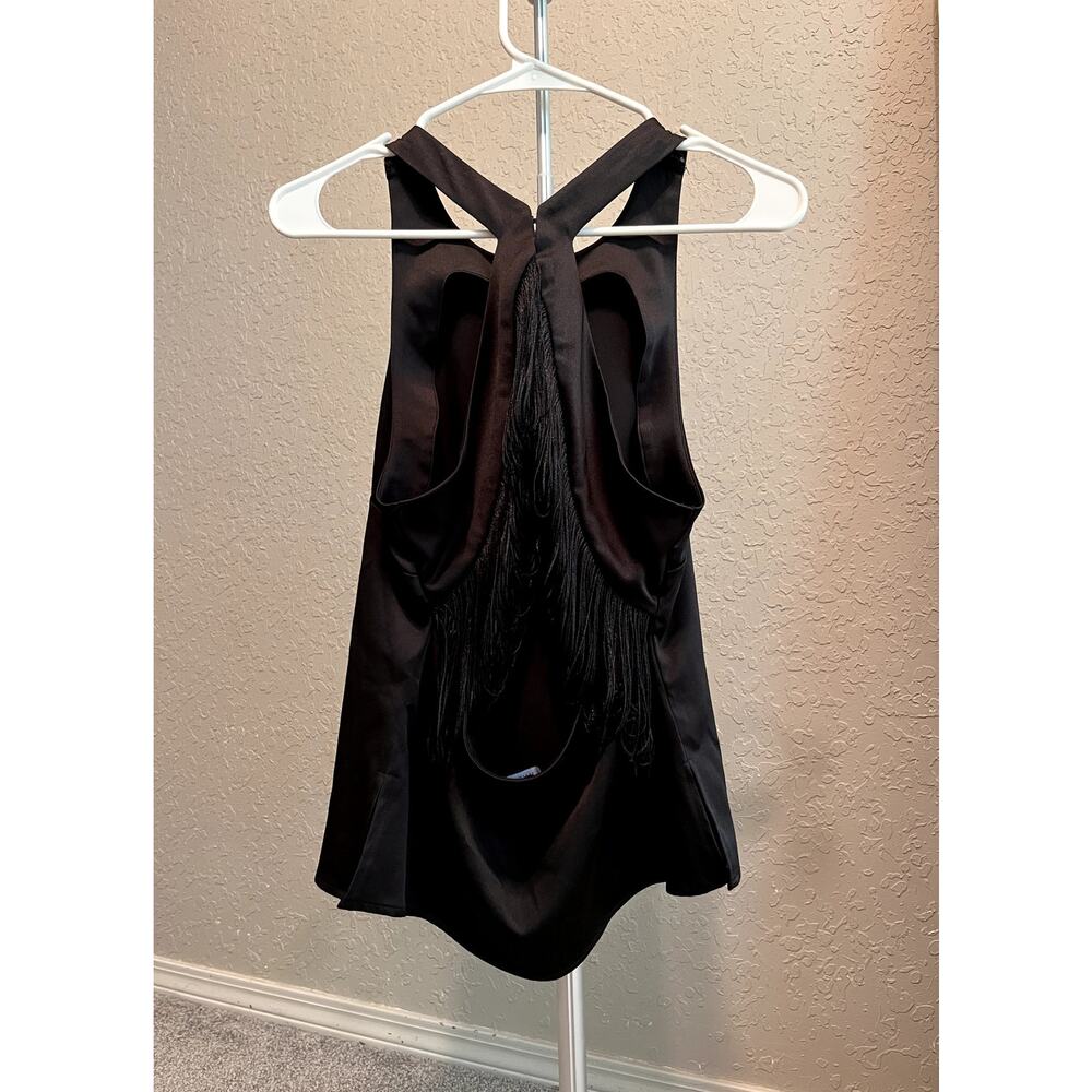 HYFVE Black Fringe Racerback Tank Top Size M